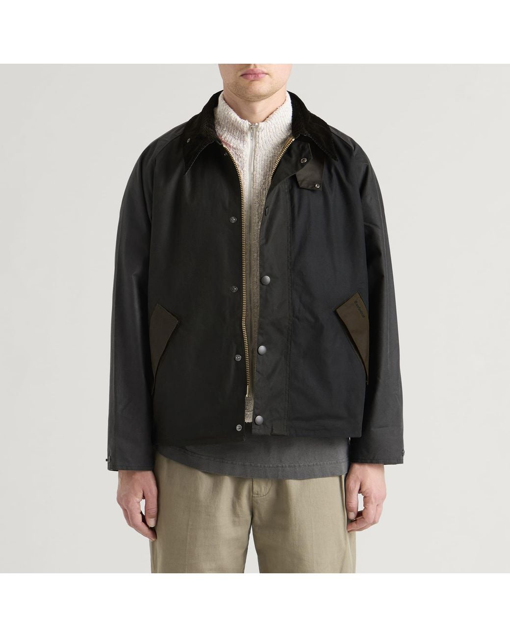 Barbour Black Patchwork Transport Wax Jacket for men