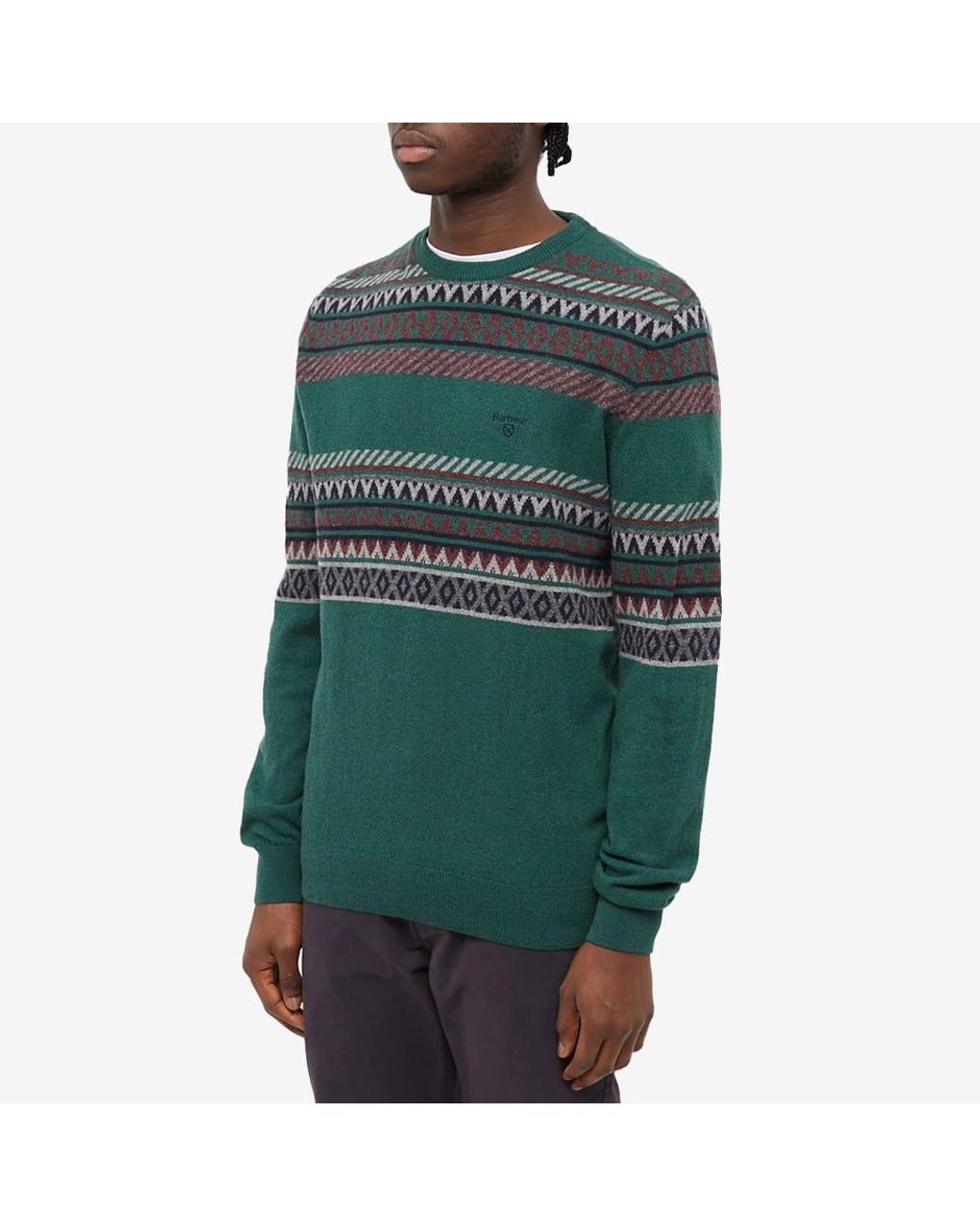 Barbour Winterborne Fairisle Crew Knit in Green for Men | Lyst