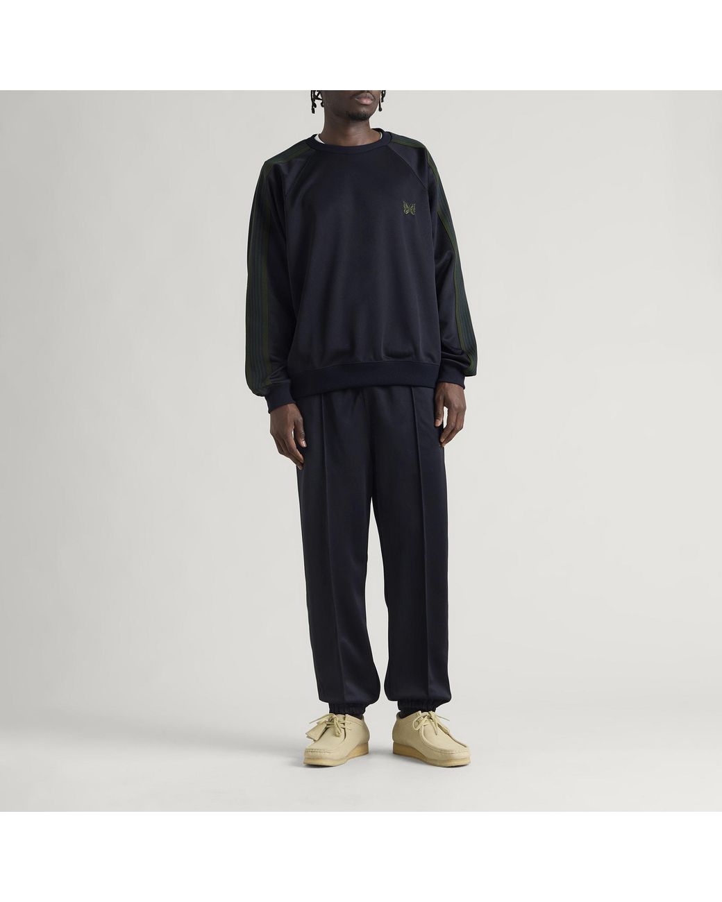Needles Blue Poly Smooth Crew Neck Sweatshirt for men