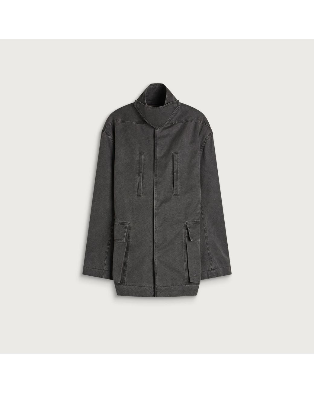 Rick Owens Gray Collared Canvas Mac for men