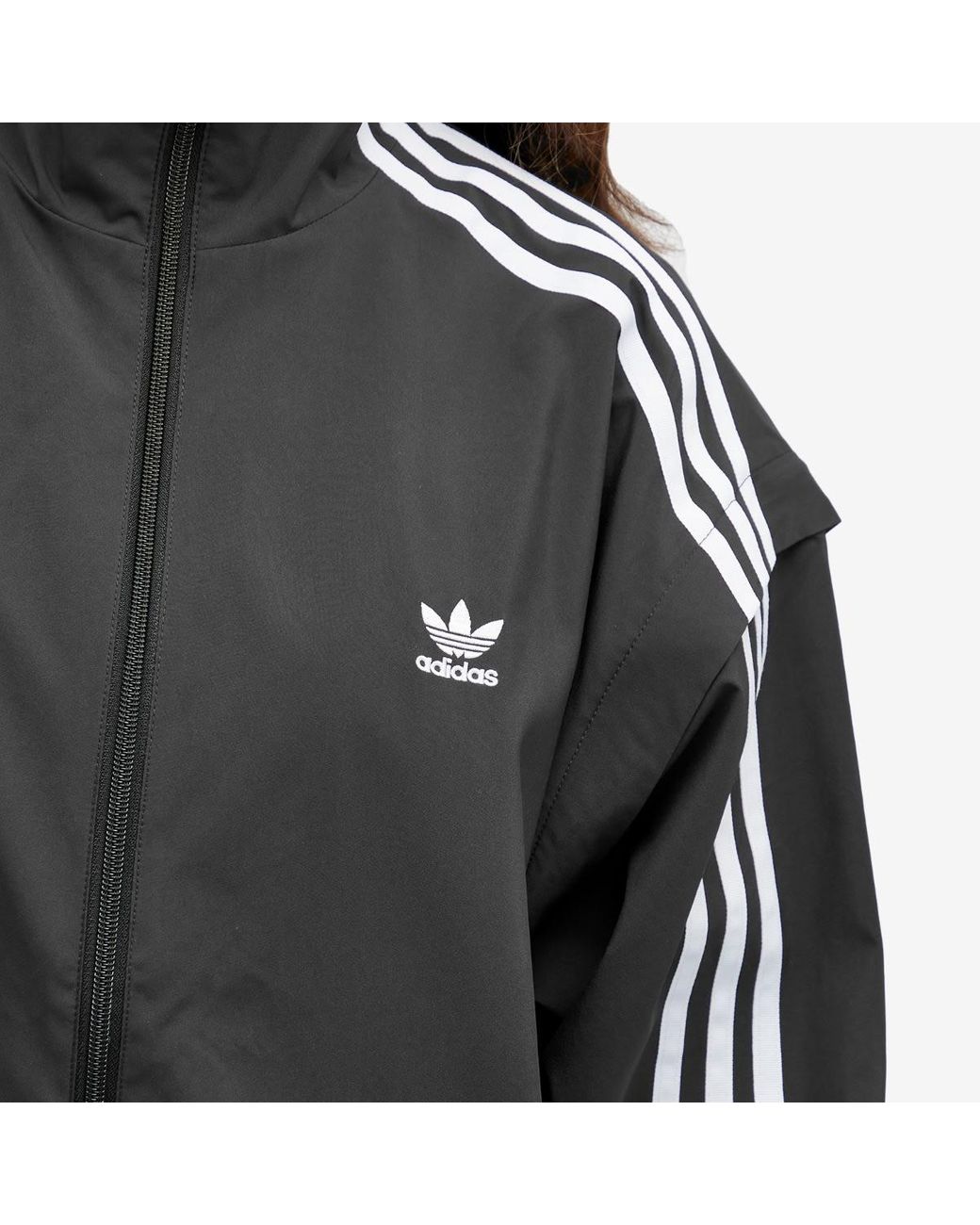 adidas Oversized Zip-Off Track Top in Black | Lyst