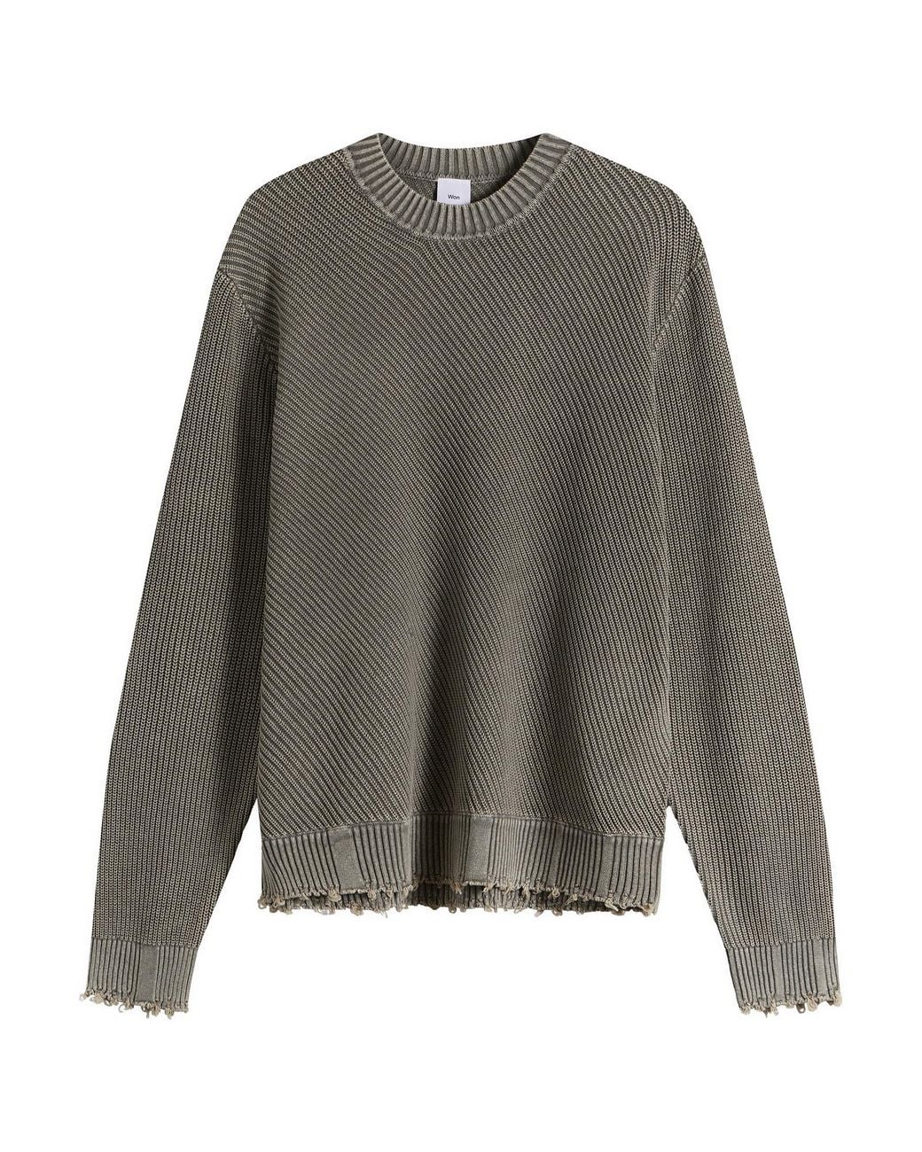 Won Hundred Gray Bently Diagonal Knit Sweater for men