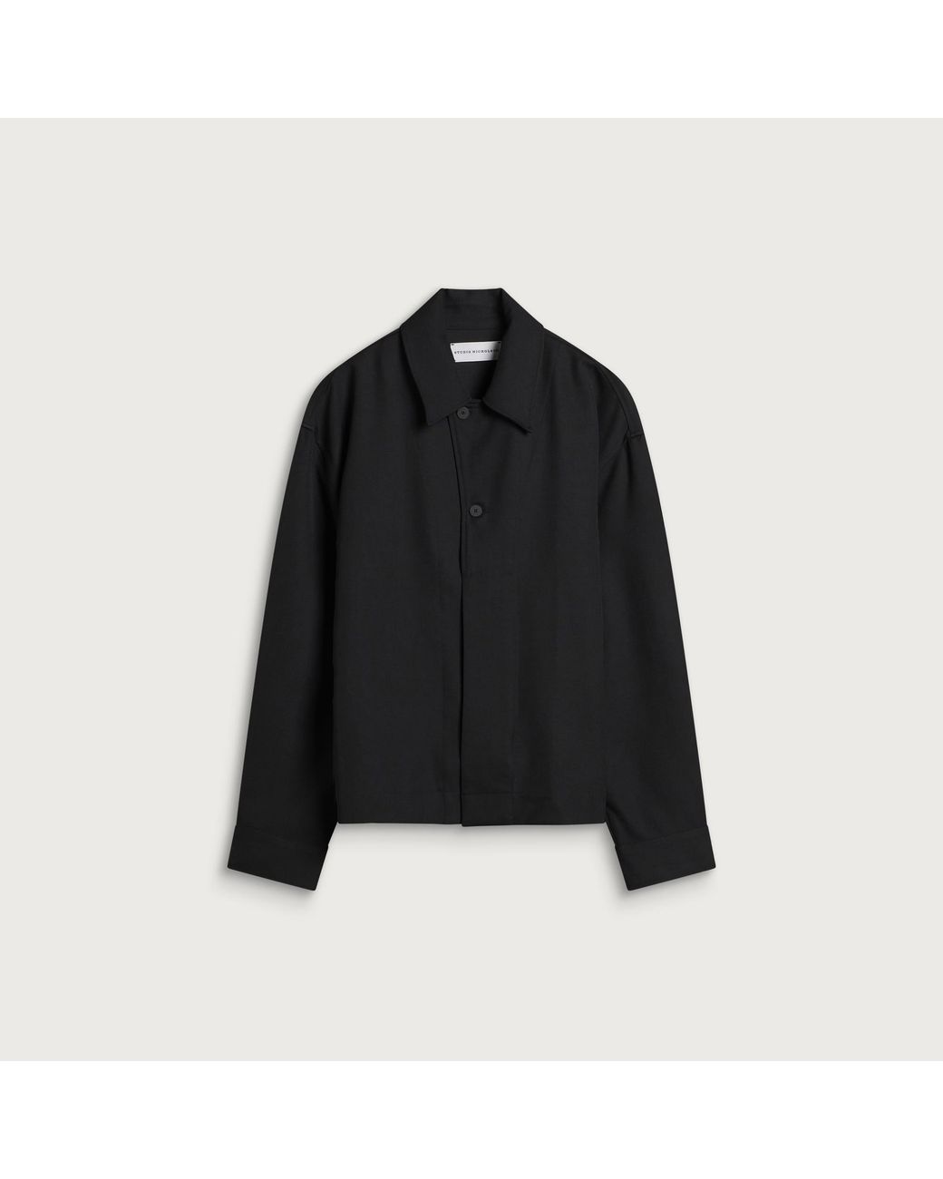 Studio Nicholson Black Rrick Tech Wool Open Collar Shirt for men