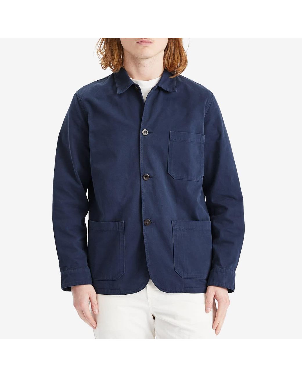 Portuguese Flannel Blue Labura Chore Jacket for men