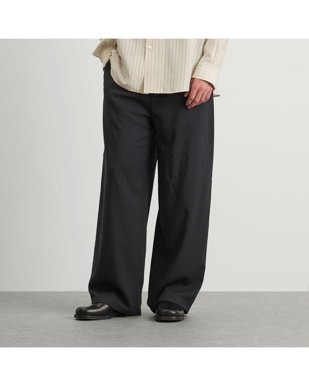 AMI Gray Light Wool Twill Elastic Pants for men