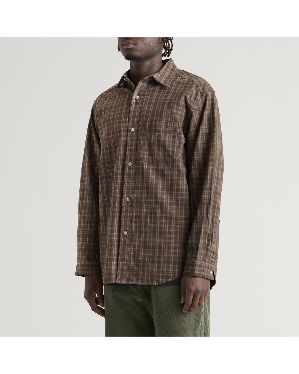 Gramicci Brown Heavyweight Checkered Shirt for men