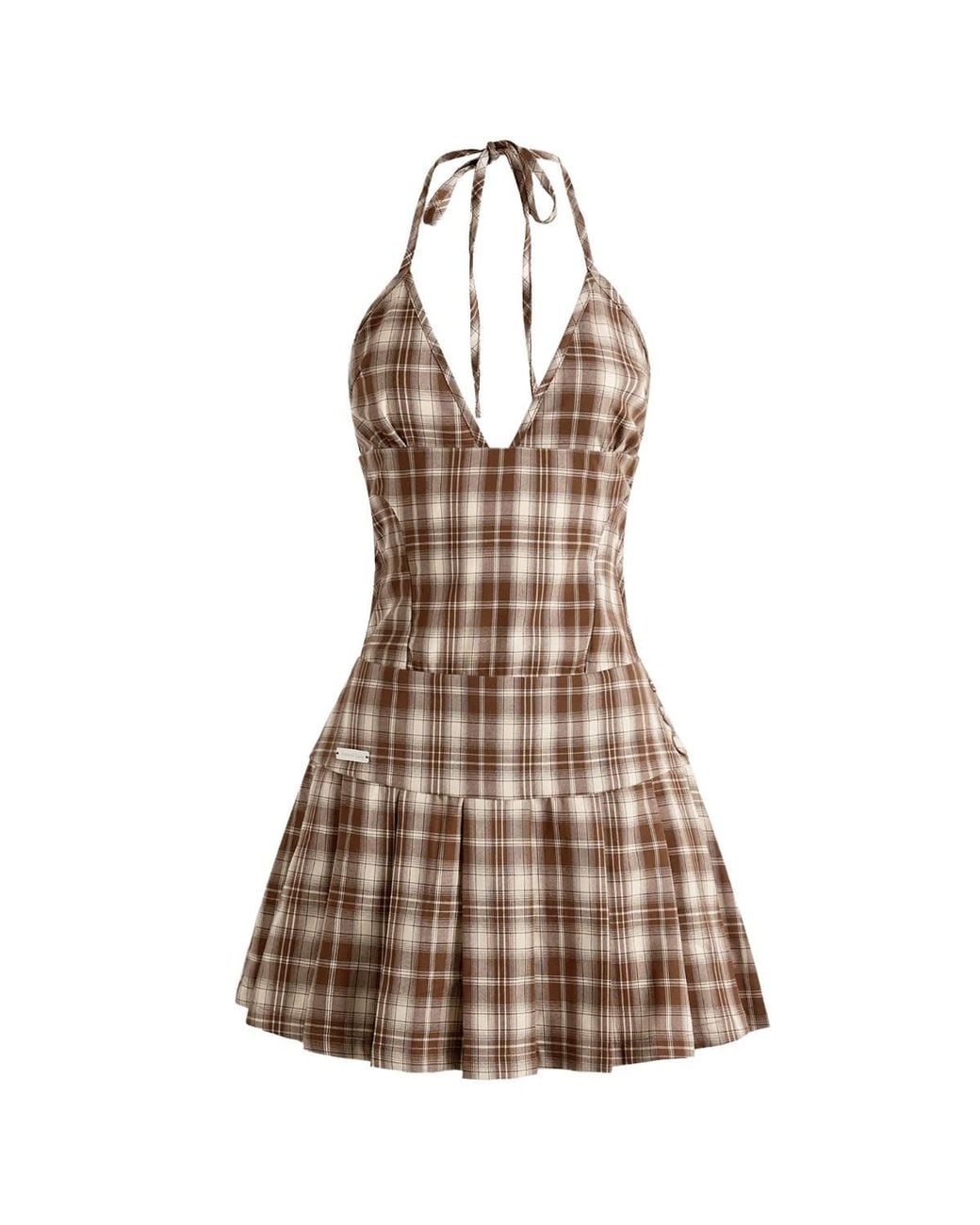House Of Sunny Brown Hoxton Check Mini Dress