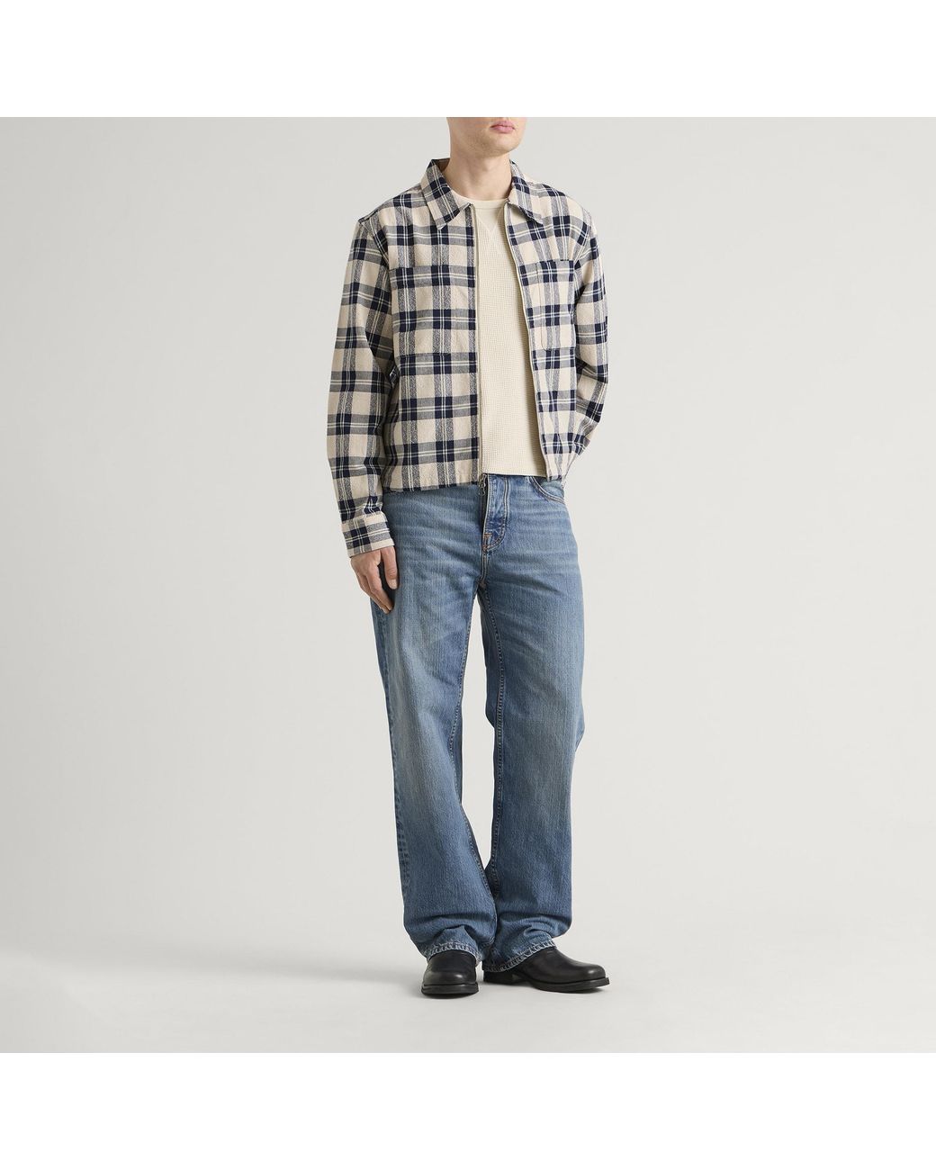 Corridor NYC Blue Capricorn Plaid Zip Jacket for men