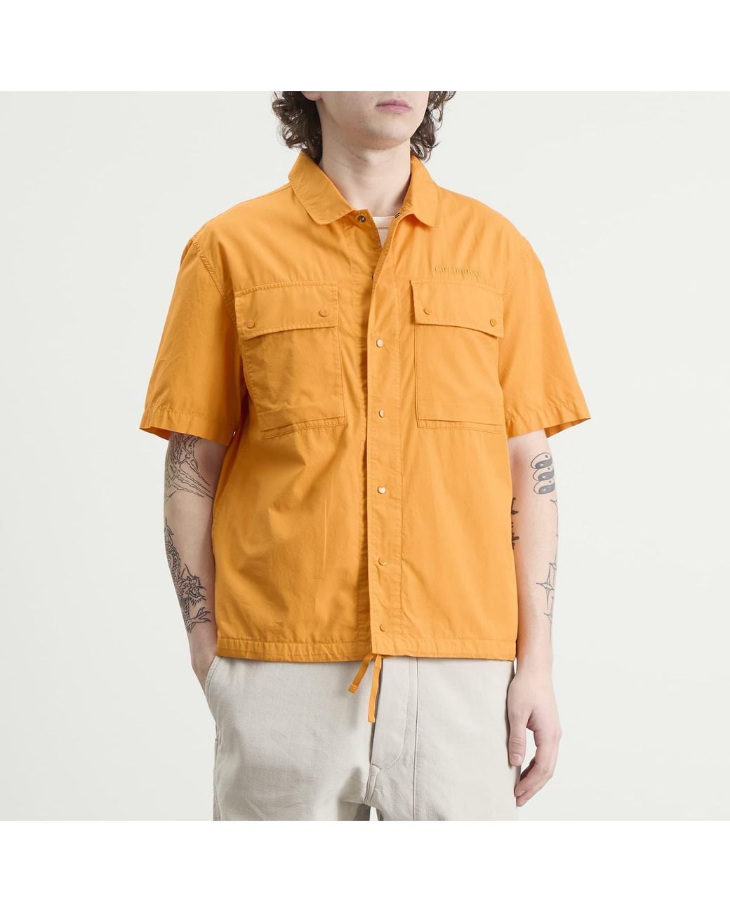 C.P. Company Ripstop Shorts Sleeve Overshirt in Yellow for Men | Lyst