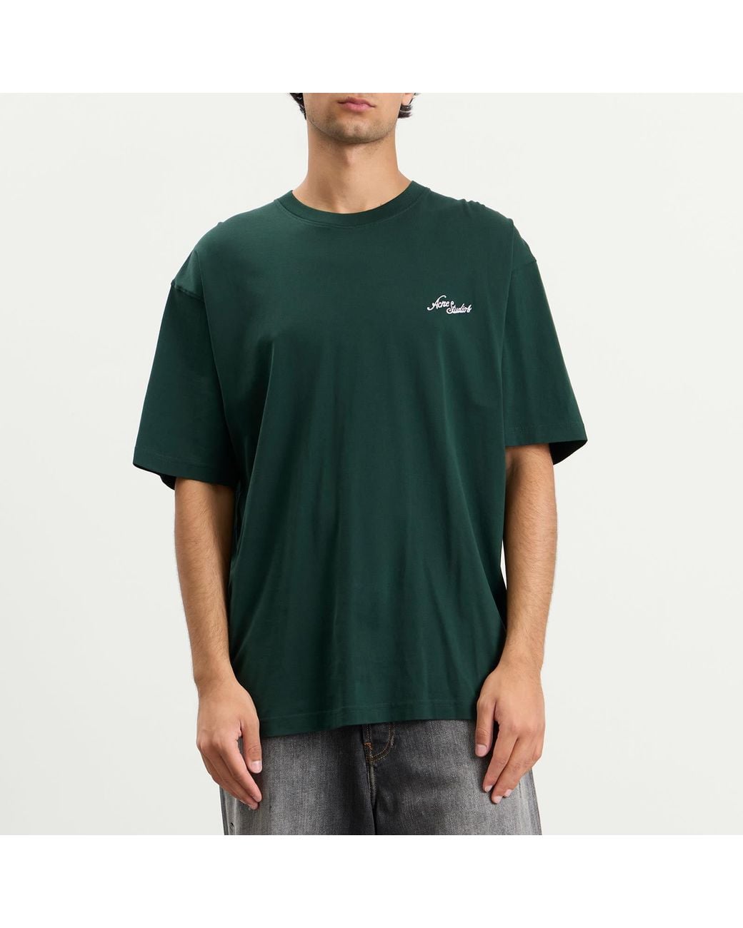 Acne Green Exford Small Venice Logo T-Shirt for men