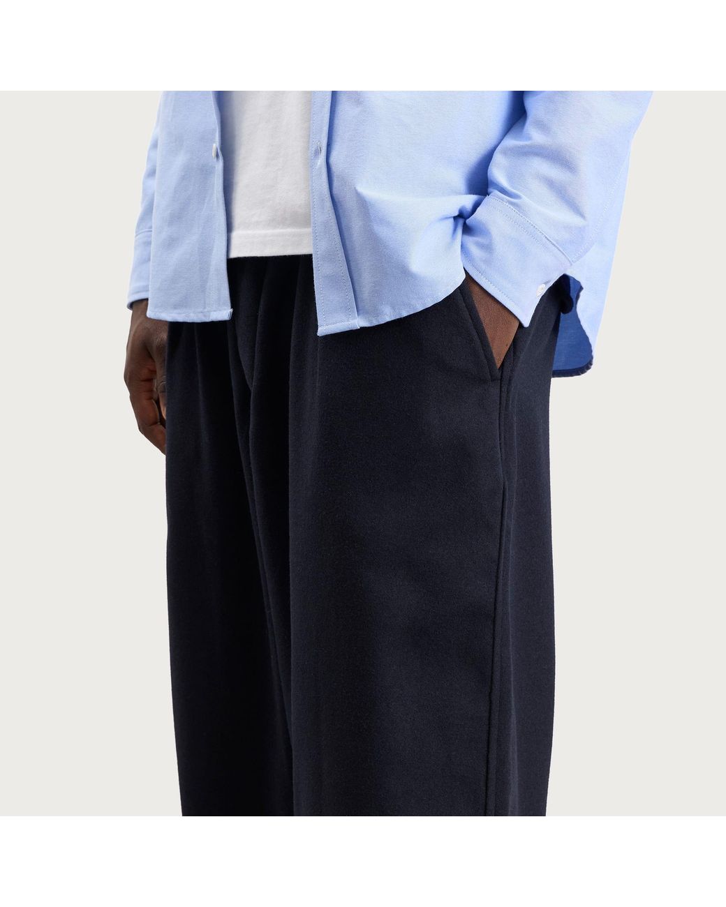 Universal Works Blue Dublin Wool Mix Oxford Pant for men