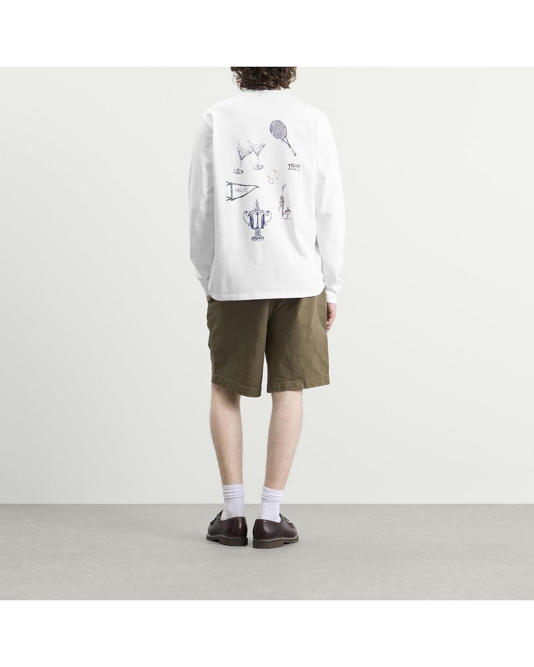 Palmes White Pennant Longsleeve T-Shirt for men