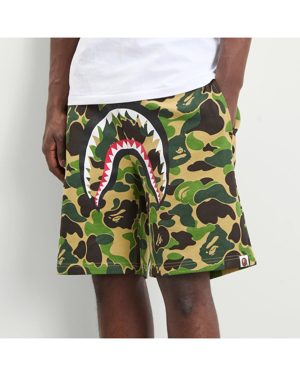 A Bathing Ape Green Abc Camo Shark Sweat Shorts for men