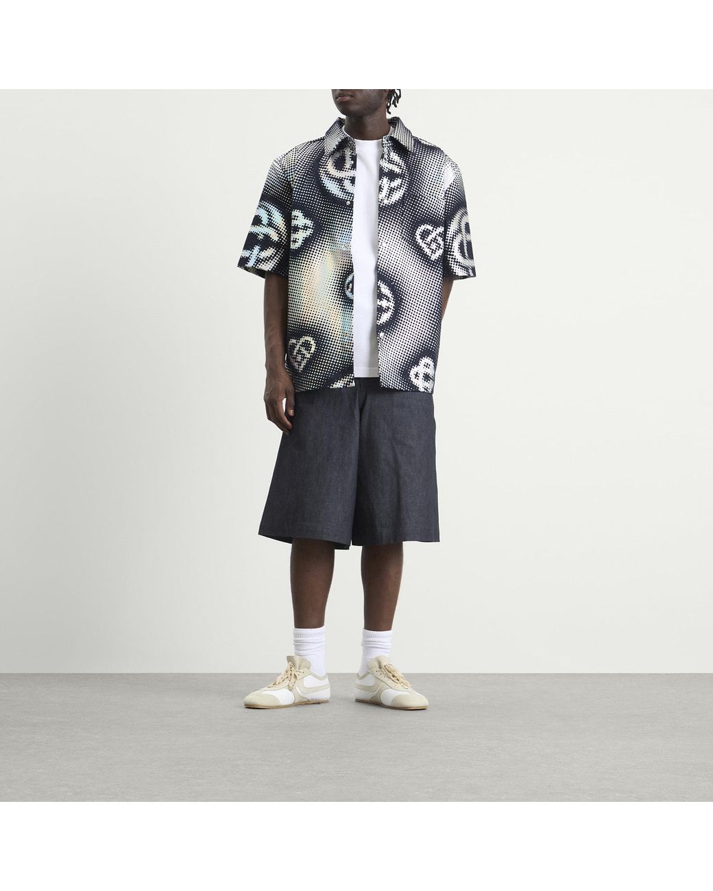 Casablanca Black Pearlescent Monogram Denim Shirt for men