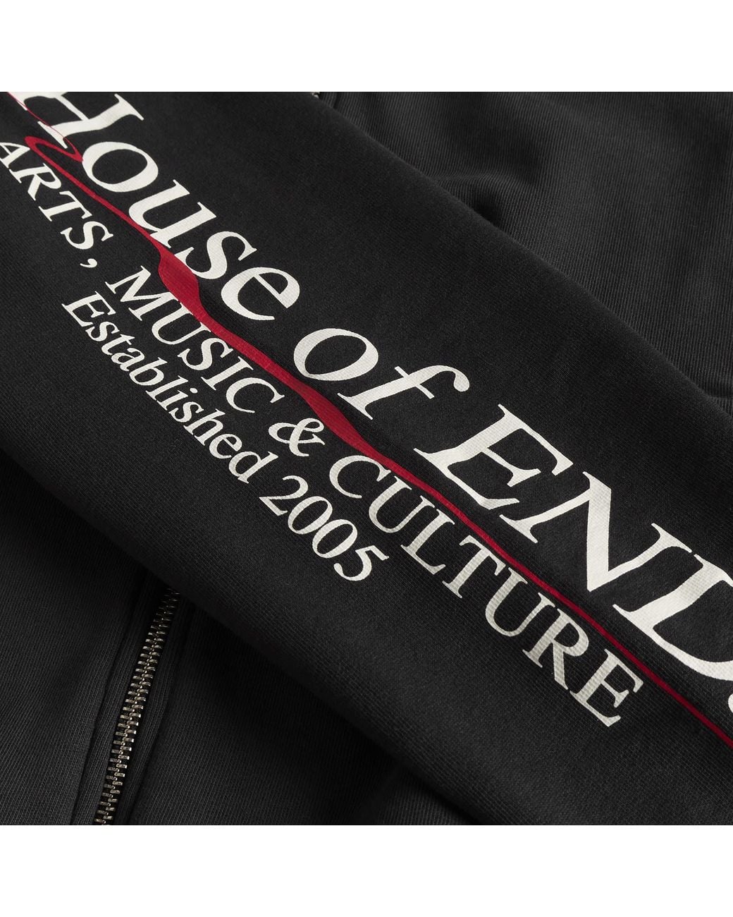 END. Black Underline Zip Hoodie