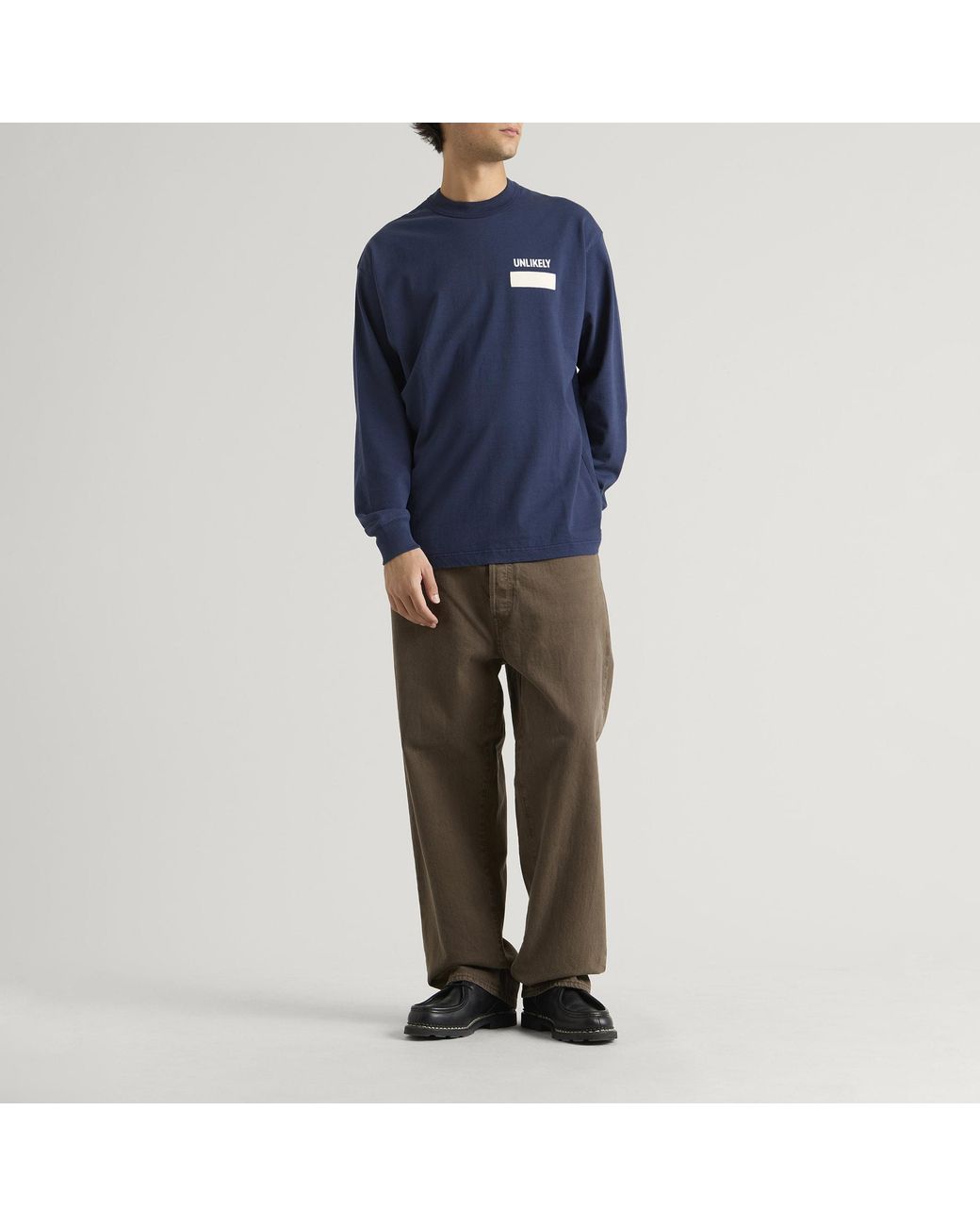 Unlikely Dry Goods Blue Long Sleeve Team T-Shirt for men