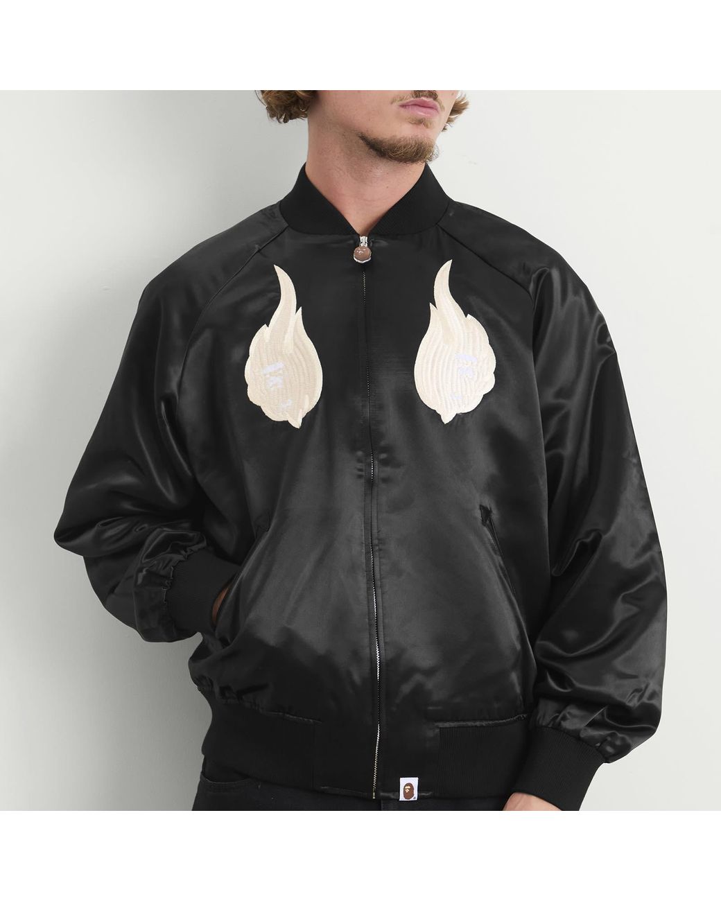 A Bathing Ape Black Skeleton Logo Souvenir Jacket for men