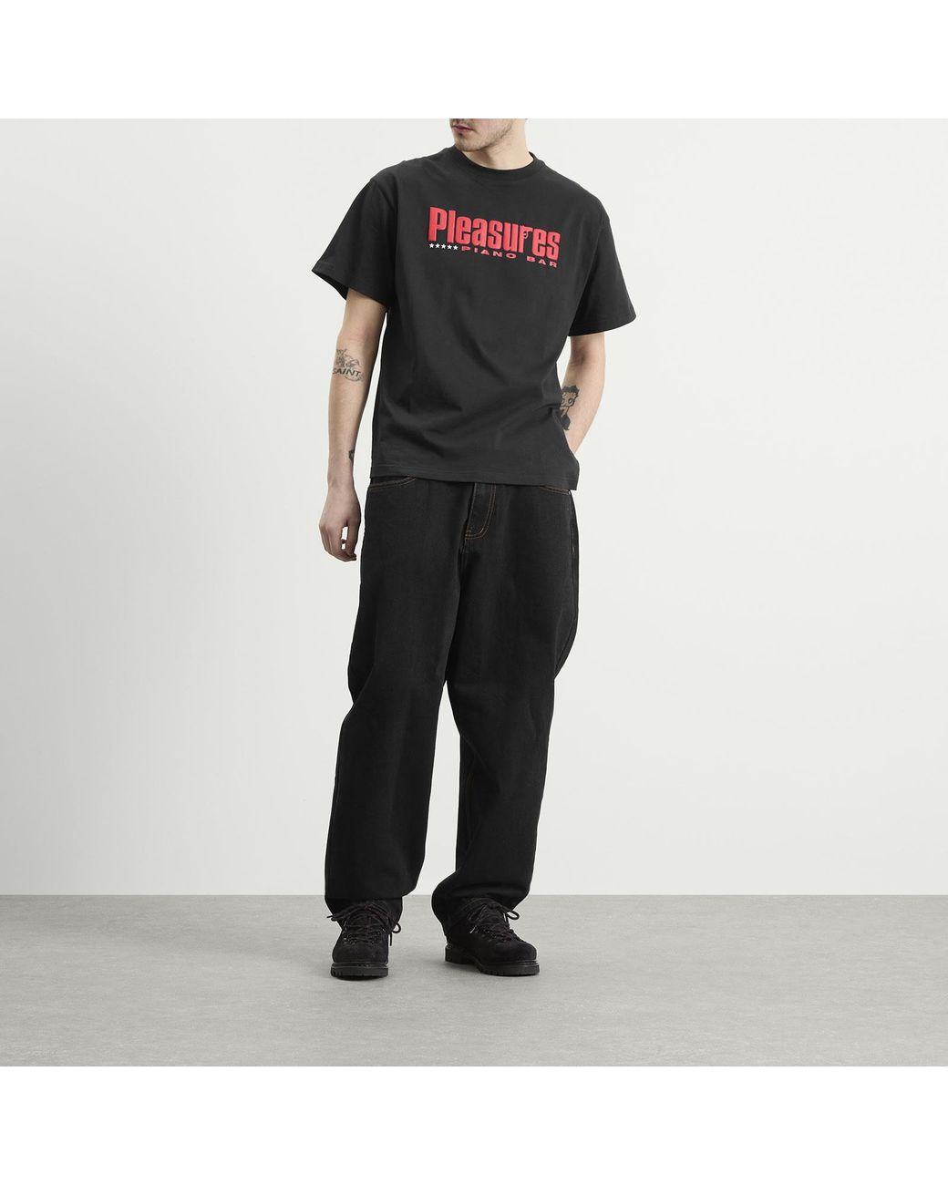 Pleasures Black Piano Bar T-Shirt for men