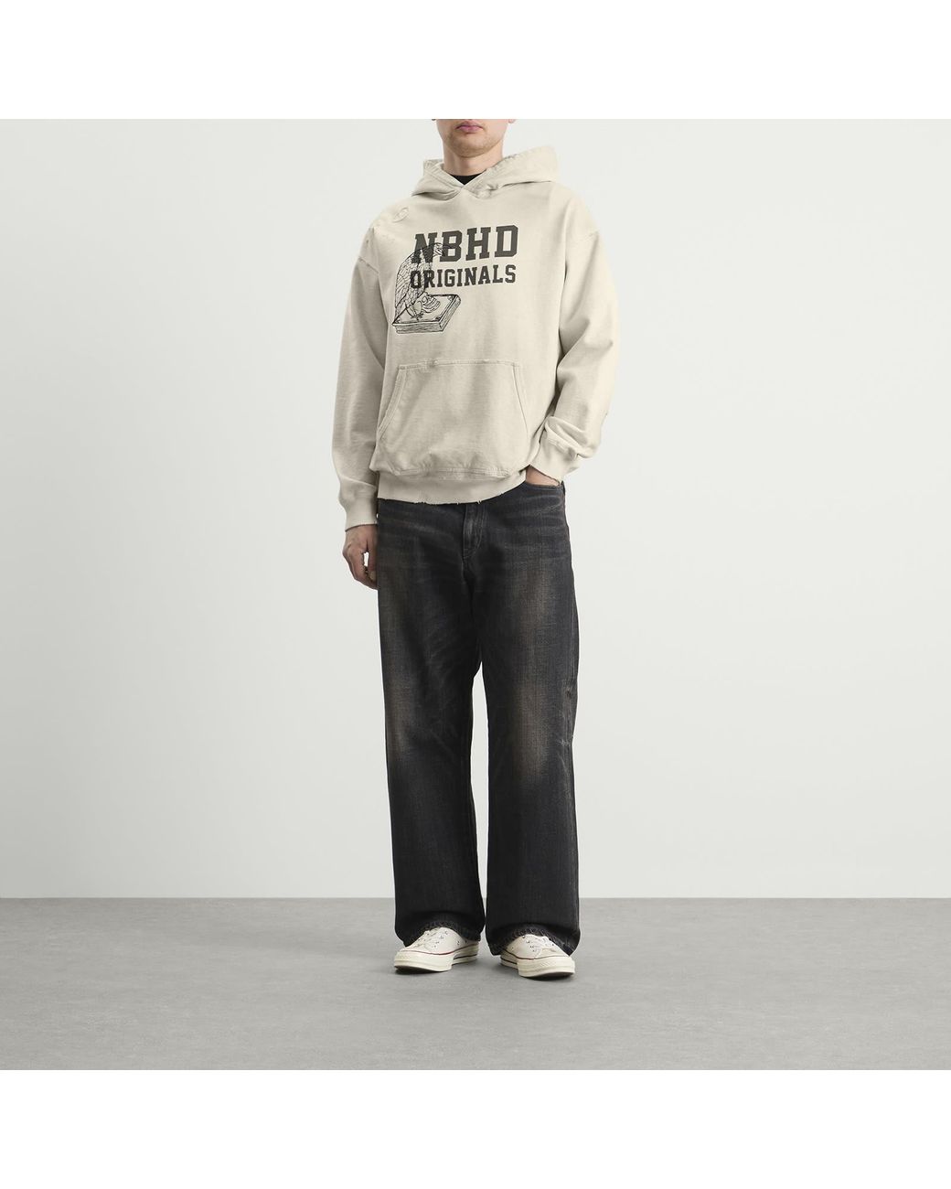 Neighborhood White Embroidered Savage Hoodie for men
