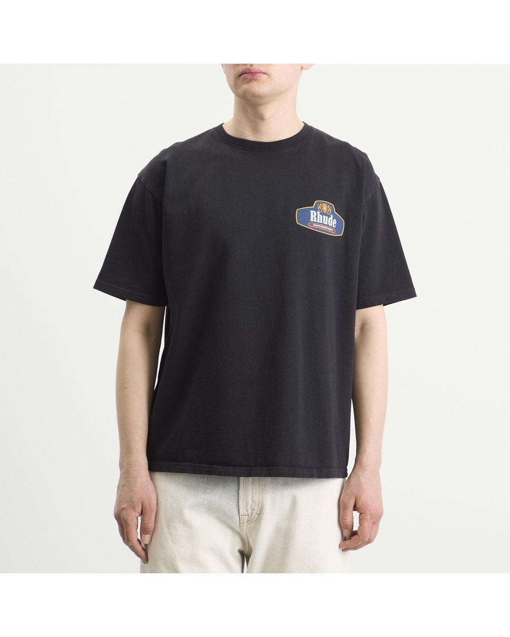 Rhude Black Racing Crest T-Shirt for men