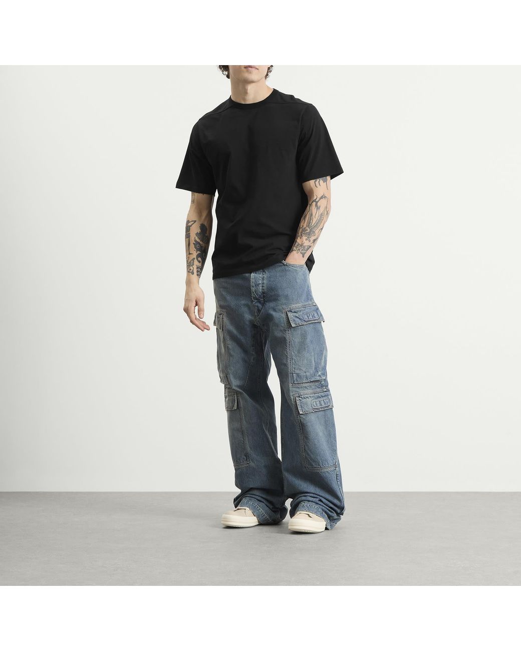 Rick Owens Blue Double Cargo Jeans for men