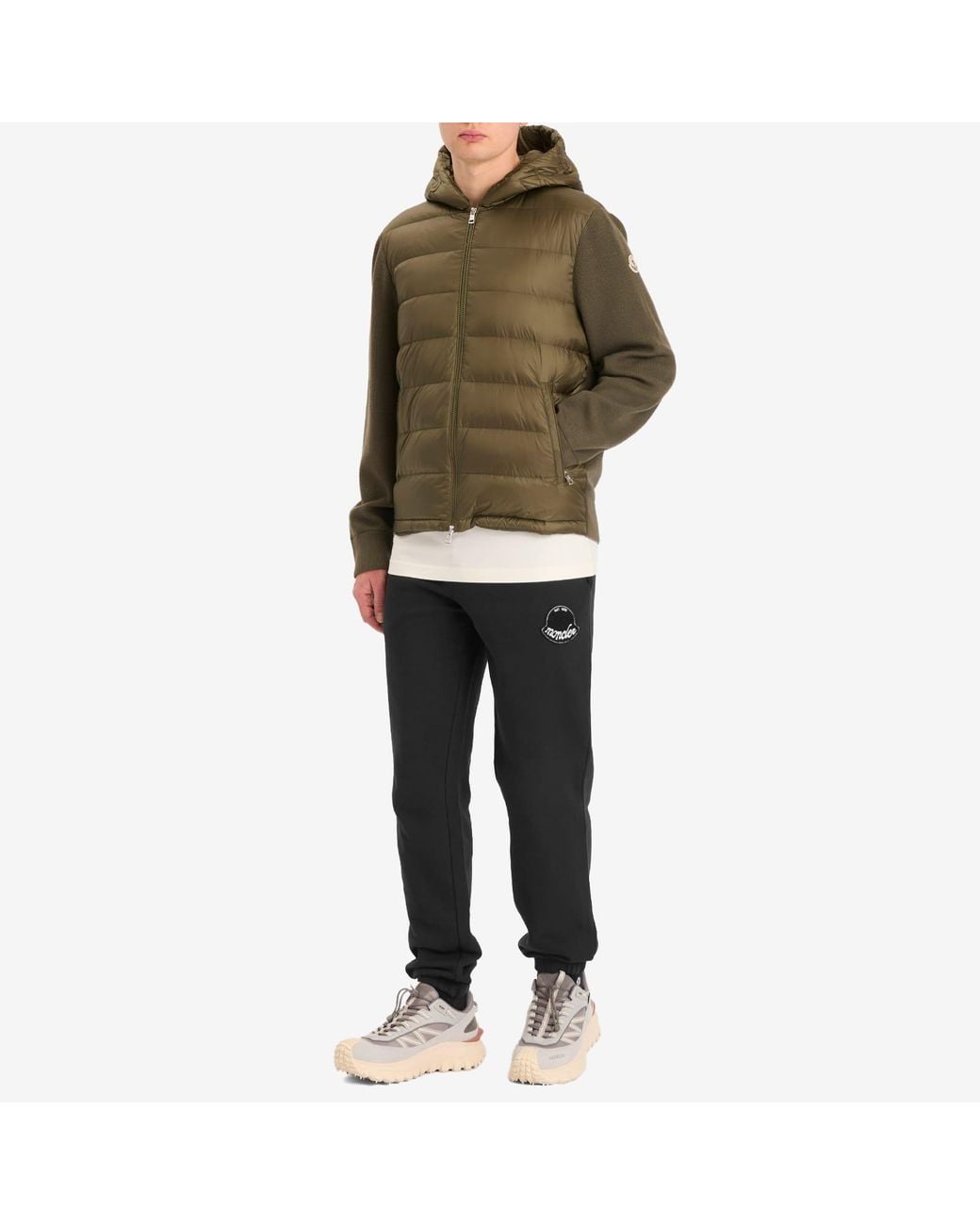 Moncler Green Hybrid Zip Through Hooded Jacket for men