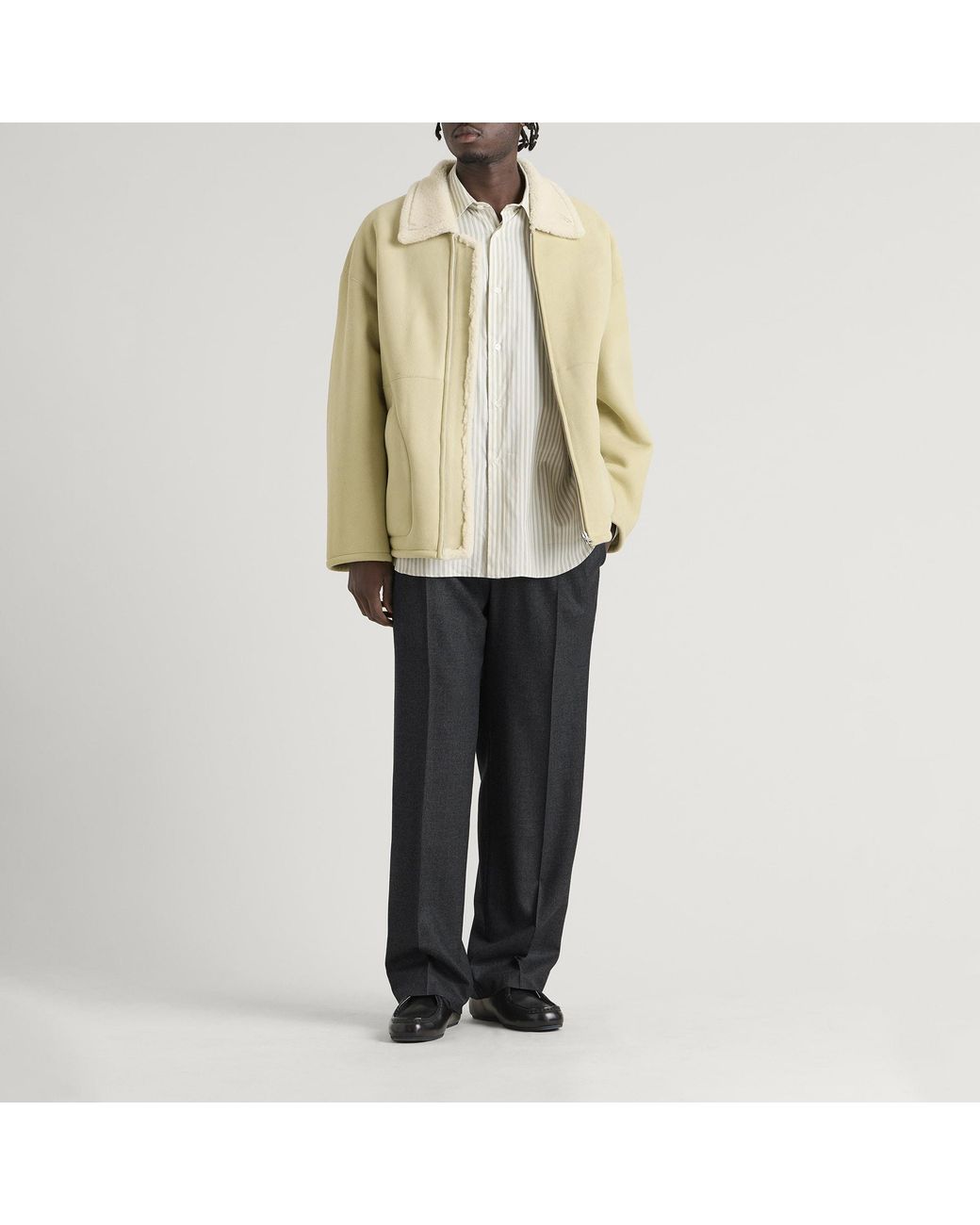 Auralee Gray Light Wool Pleated Trousers for men
