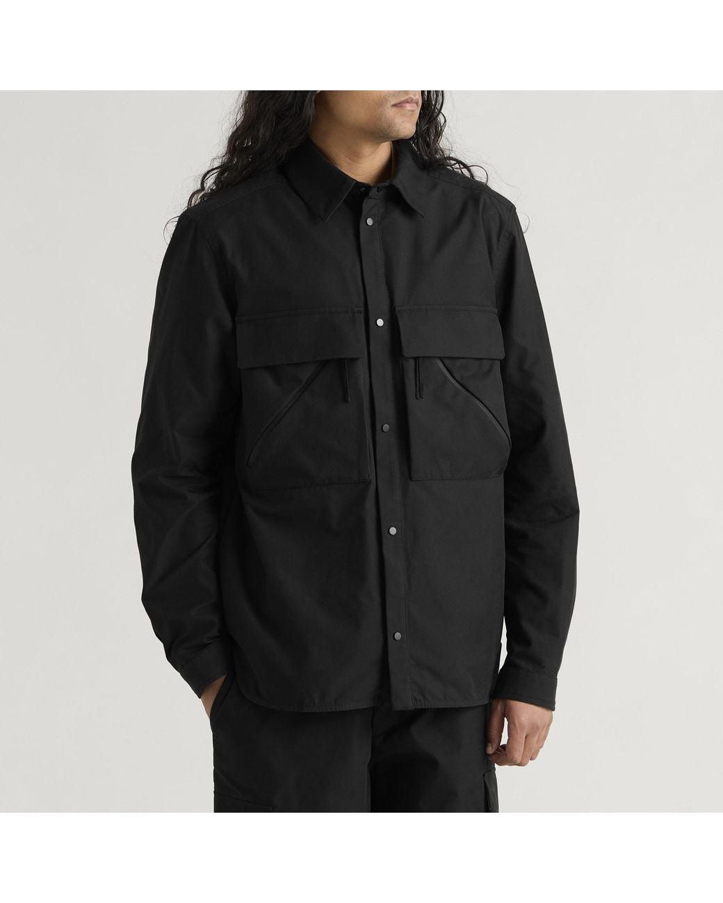 Moncler Black Brushed Cotton Cargo Shirt for men