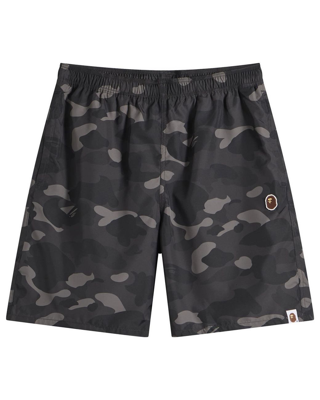 A Bathing Ape Black Colour Camo One Point Beach Shorts for men