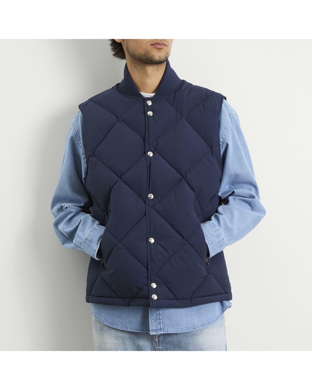Dubbleware Blue Dubble Down Diamond Quilted Vest Jacket for men