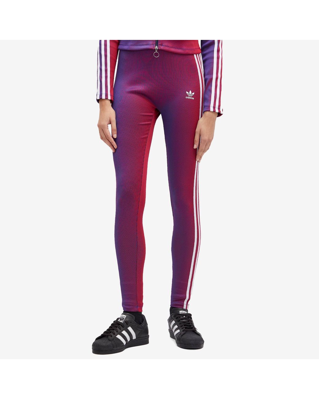 adidas leggings red stripe