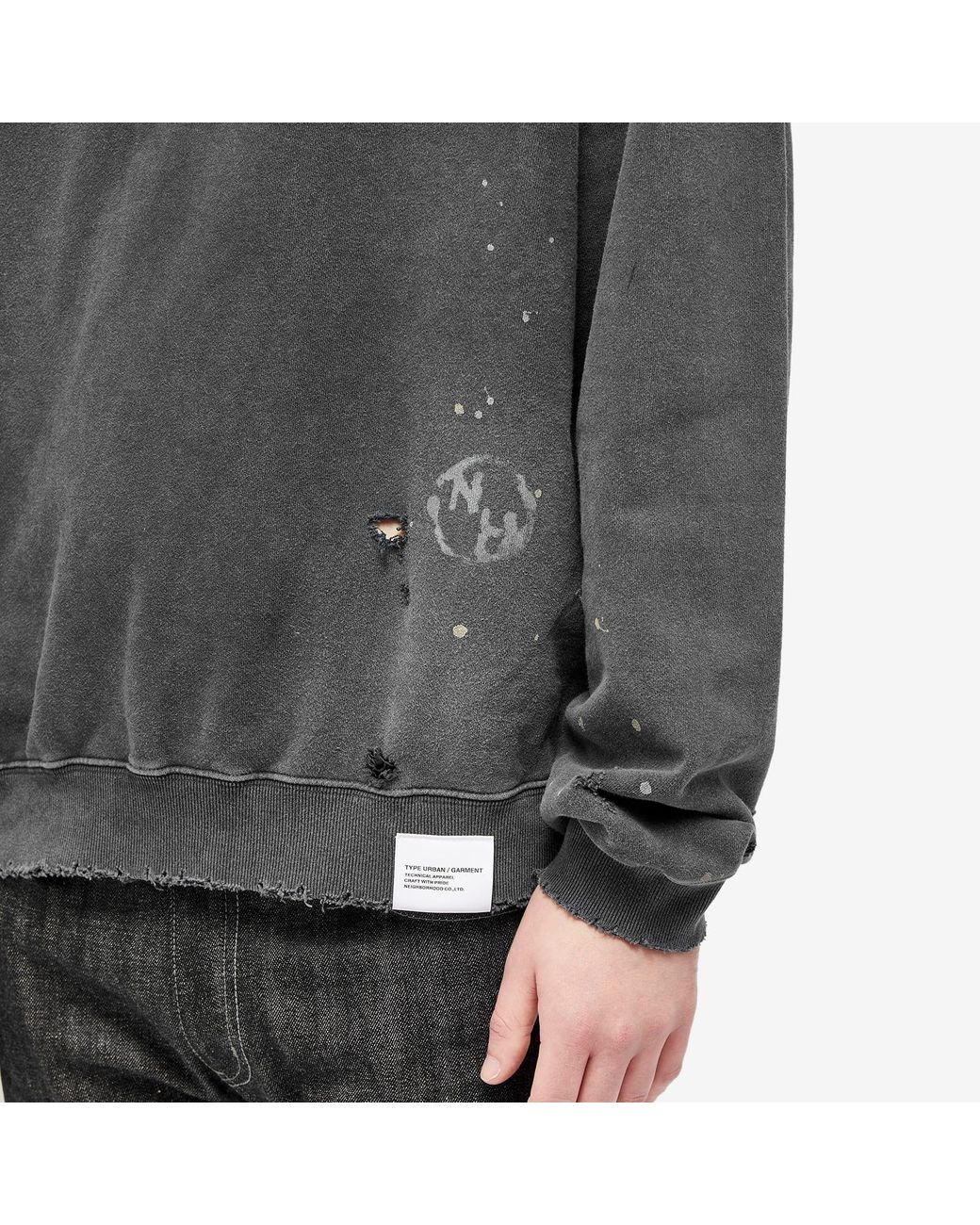 Neighborhood Damage Crew Sweater in Gray for Men | Lyst