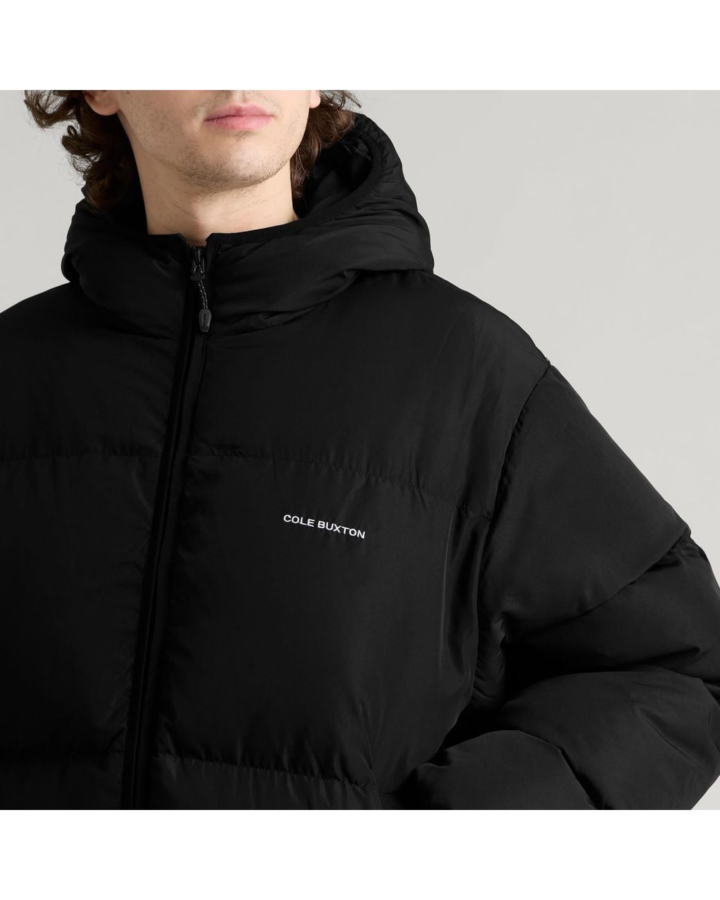 Cole Buxton Black Hooded Cocoon Down Jacket for men