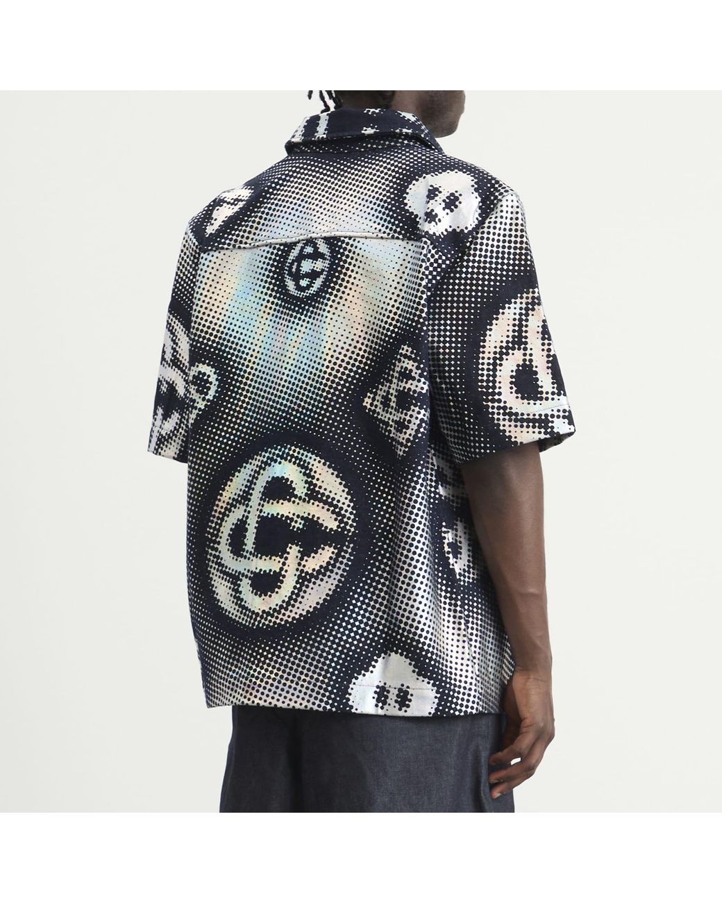 Casablanca Black Pearlescent Monogram Denim Shirt for men