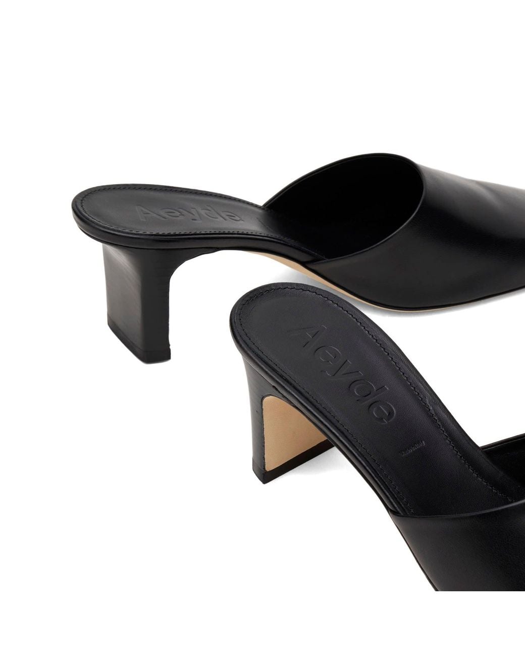 Aeyde Black Blithe Square Toe Mules