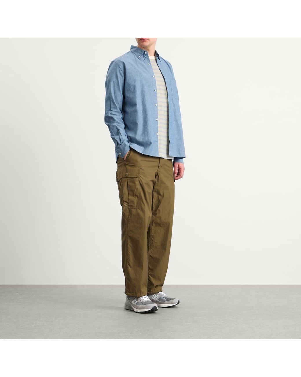 Beams Plus Blue Button Down Shirt for men