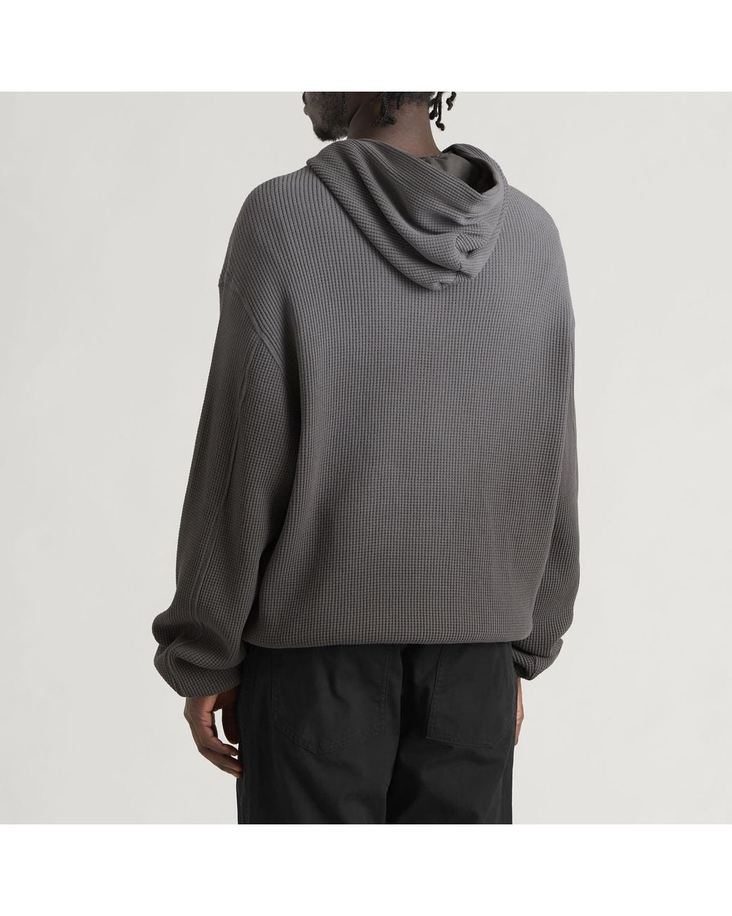Roa Gray Bee Sun Faded Organic Waffle Zip Hoodie for men