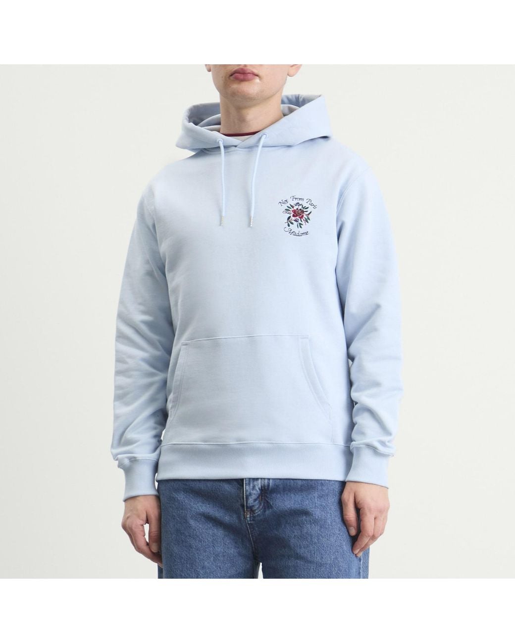 Drole de Monsieur Blue Rose Slogan Hoodie for men