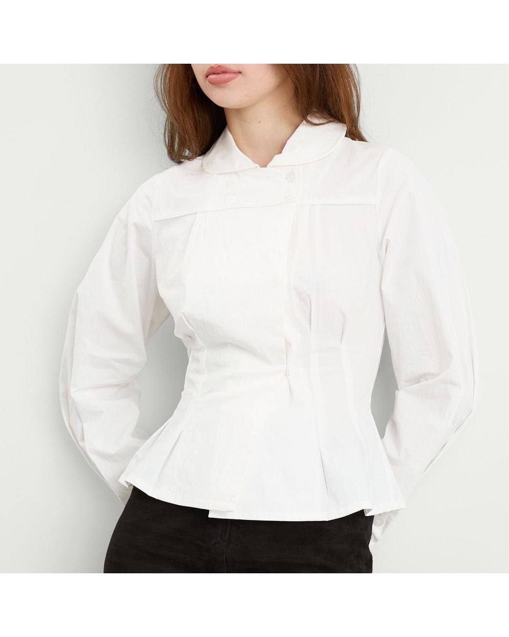 Peachy Den White Missy Long Sleeve Blouse