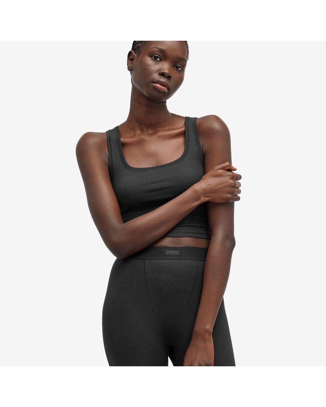 Skims Black Cotton Rib Legging