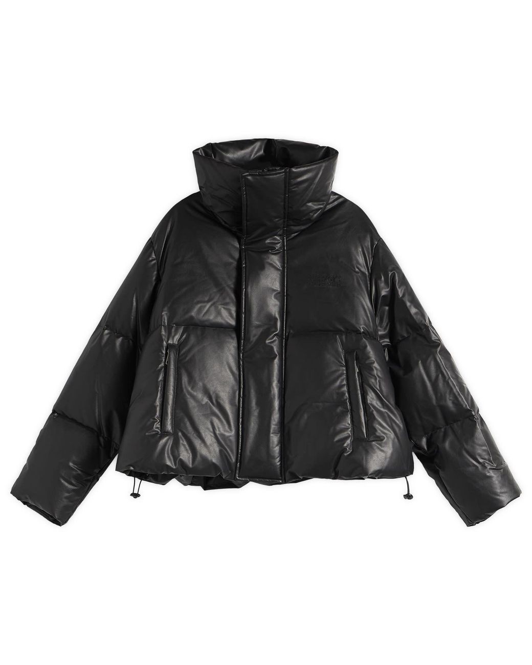 Maison Margiela Black Mm6 Faux Leather Padded Jacket