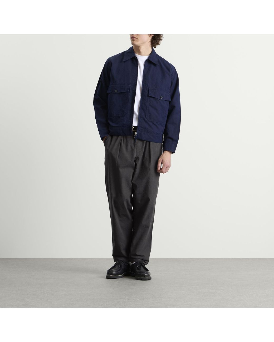 Universal Works Gray Seattle Cotton Pleated Track Pant for men