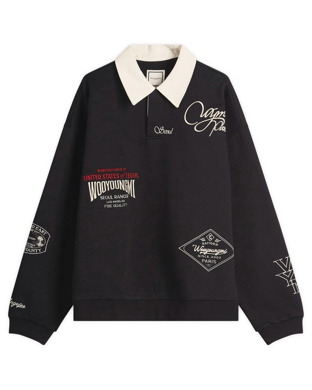 完売品 Wooyoungmi Long Sleeve Patch Polo WOOYOUNGMI Long Sleeve Patch Polo in Black for Men | Lyst