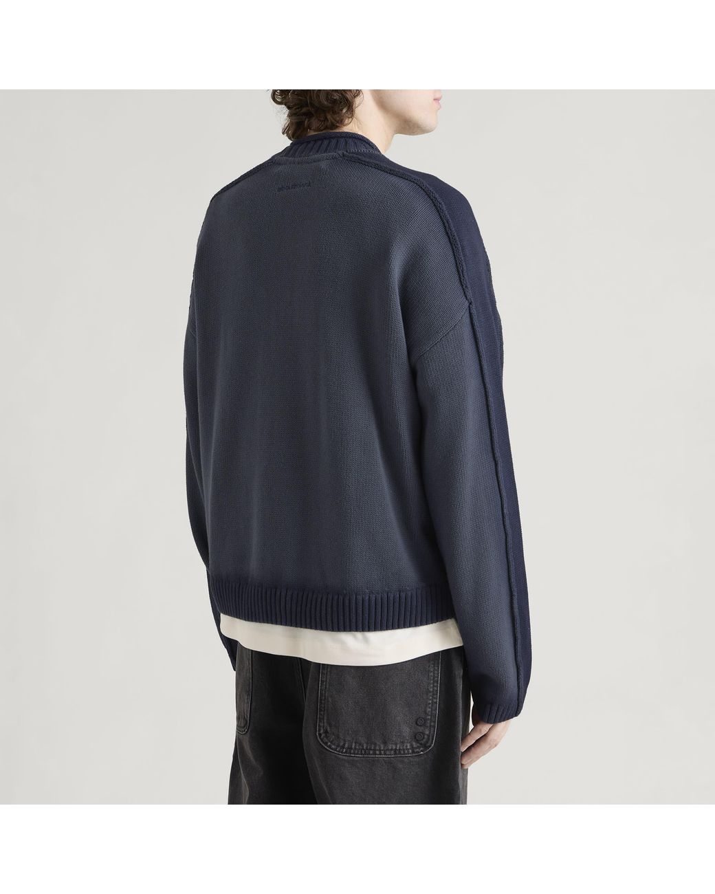 About Blank Blue Spray Dye Knit Crew for men