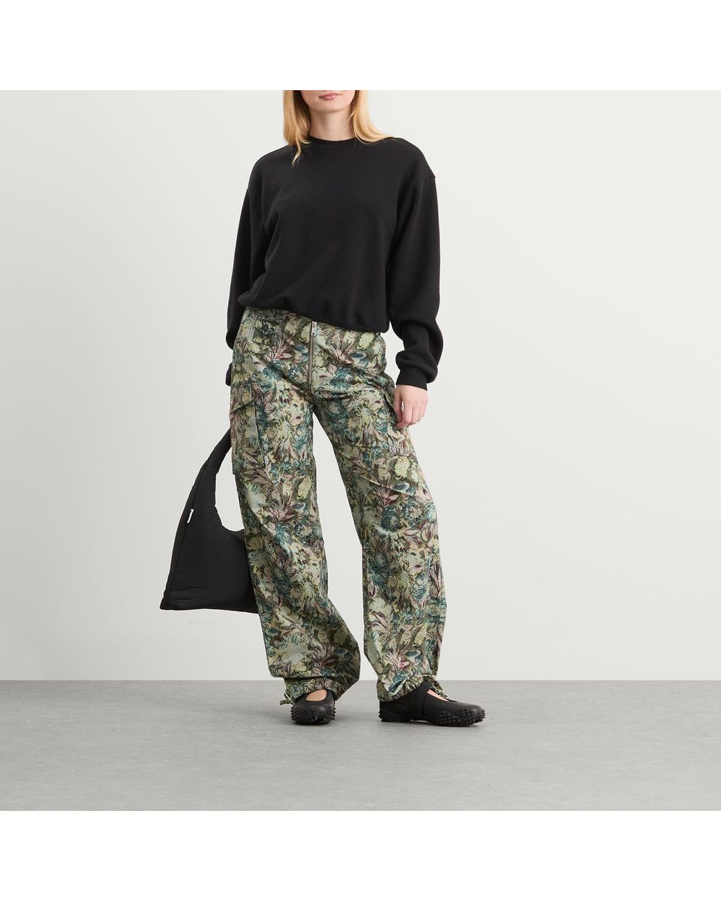 Ganni Green Printed Stretched Cotton Pants