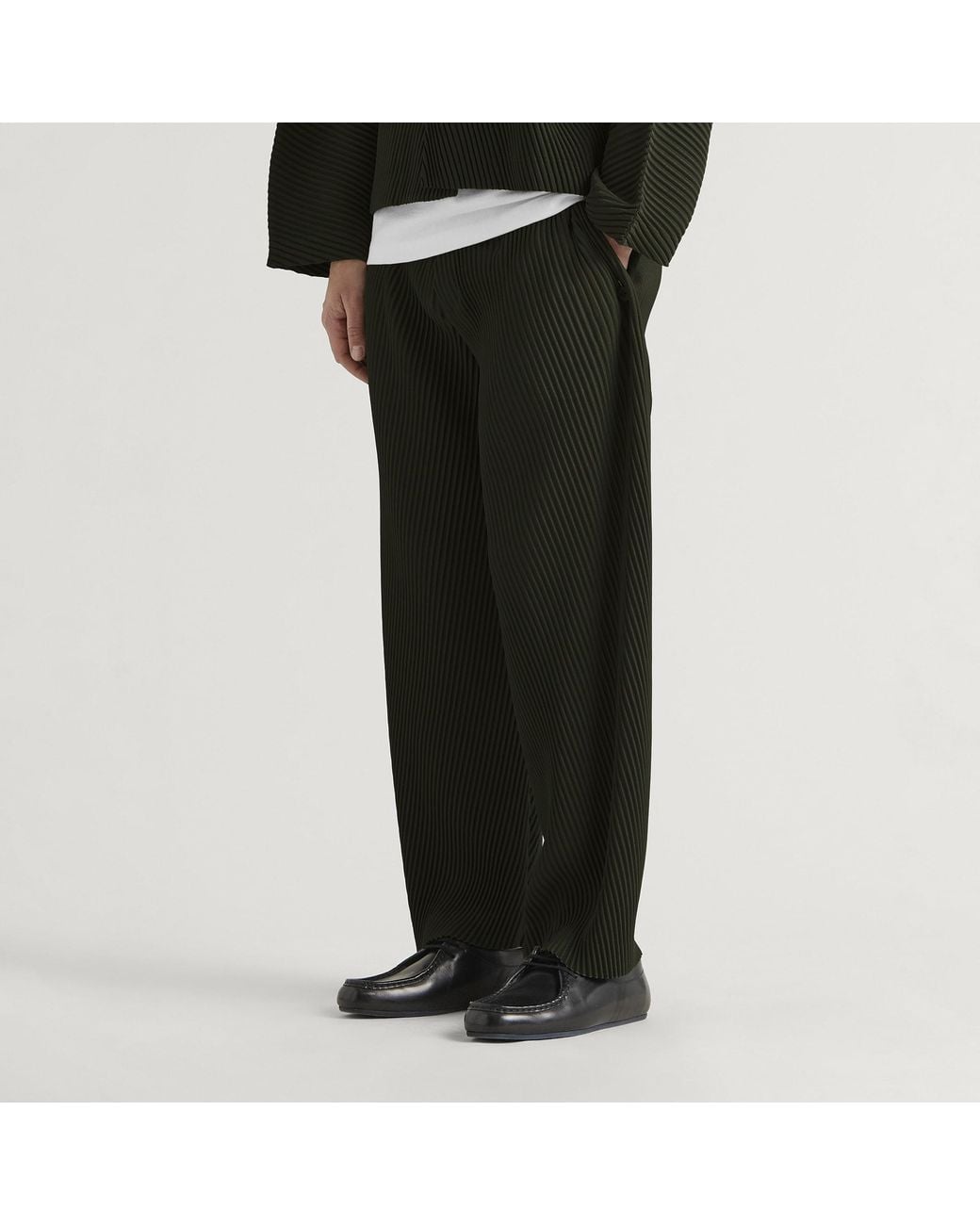 Homme Plissé Issey Miyake Green Pleated Trousers for men
