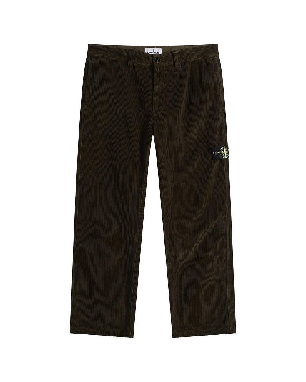 Stone Island Black Organic Cotton Corduroy Trousers for men