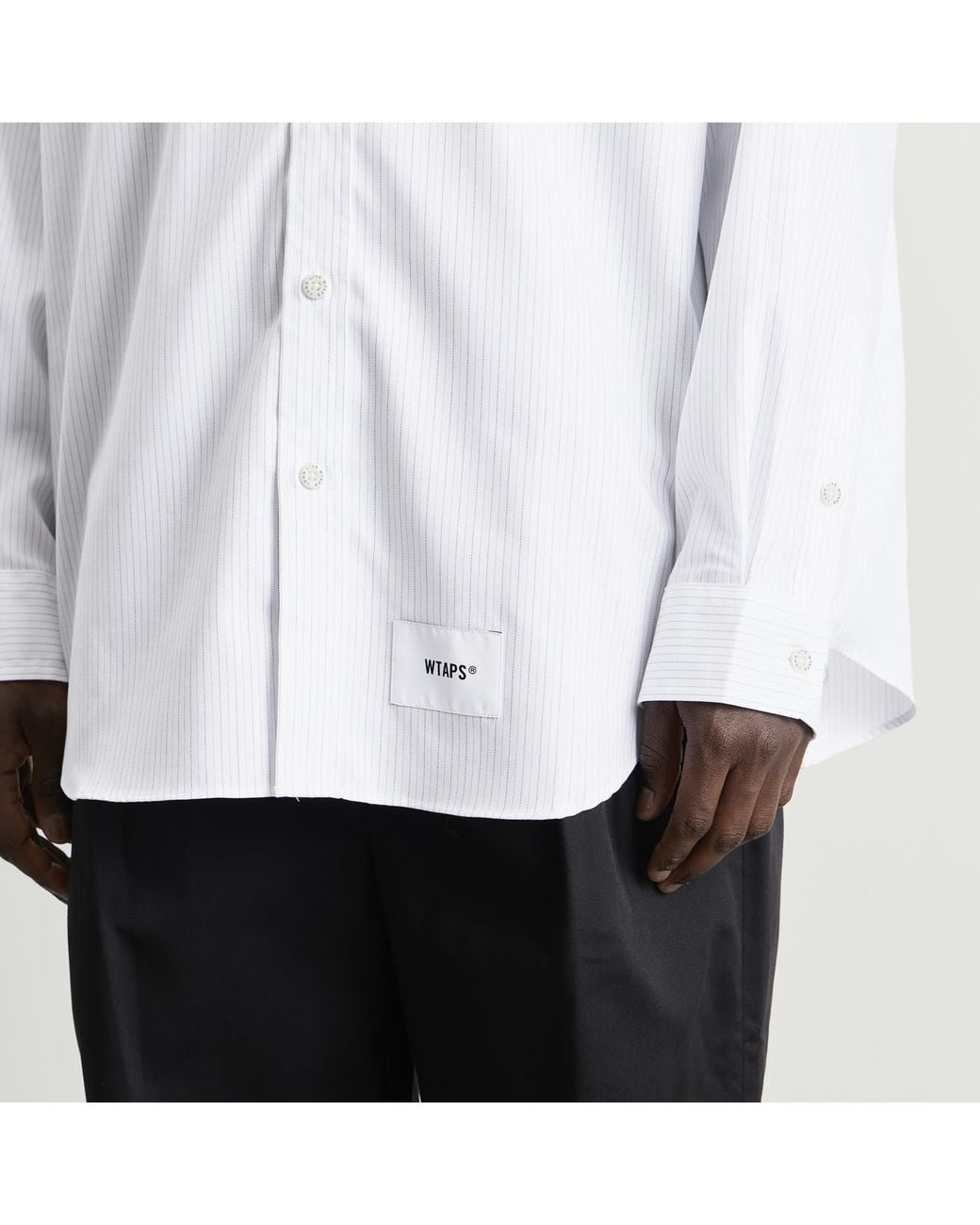 (w)taps White Bd 02 Long Sleeve Shirt for men