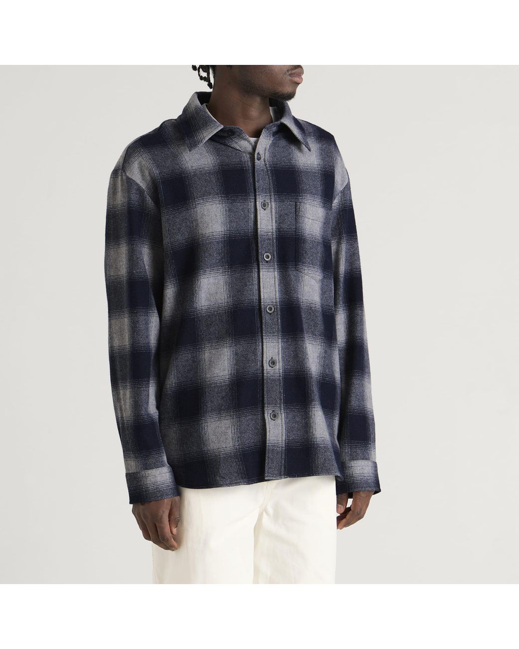 A.P.C. Blue Malaury Check Wool Overshirt for men