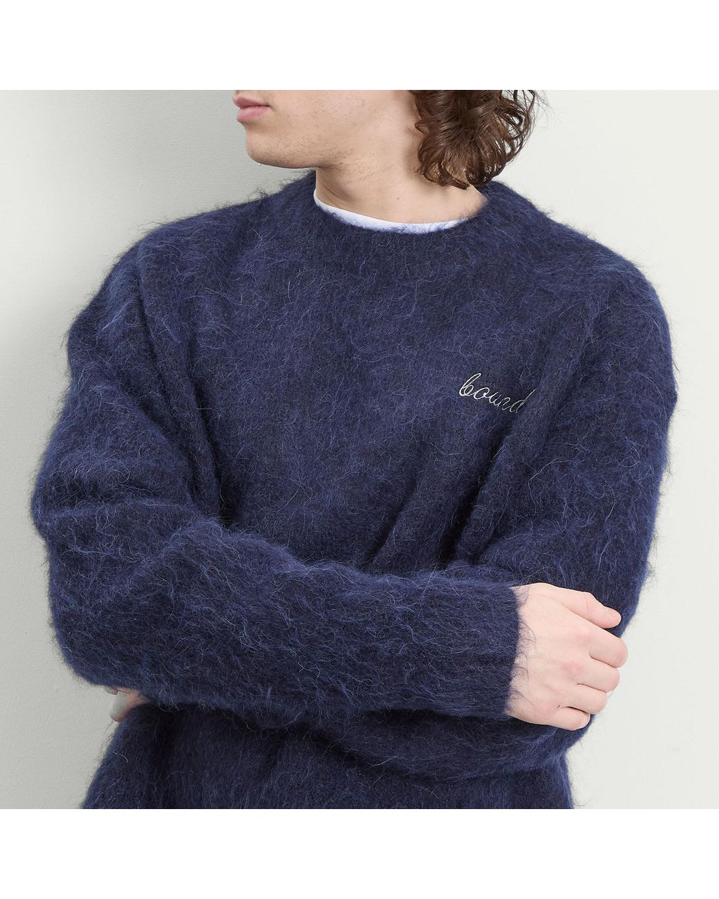 BOUND Blue Dexter Cropped Alpaca Jumper for men